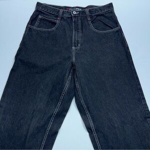 SouthPole Wide Leg Baggy Jeans Mens 34x33 Black Grunge Skater Hip Hop Punk Rock